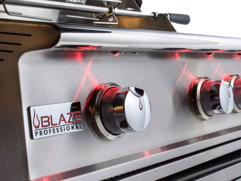Blaze Professional LUX 44-Inch 4-Burner Gas Grill With Rear Infrared Burner with Cart with LED Lighting and Soft Close