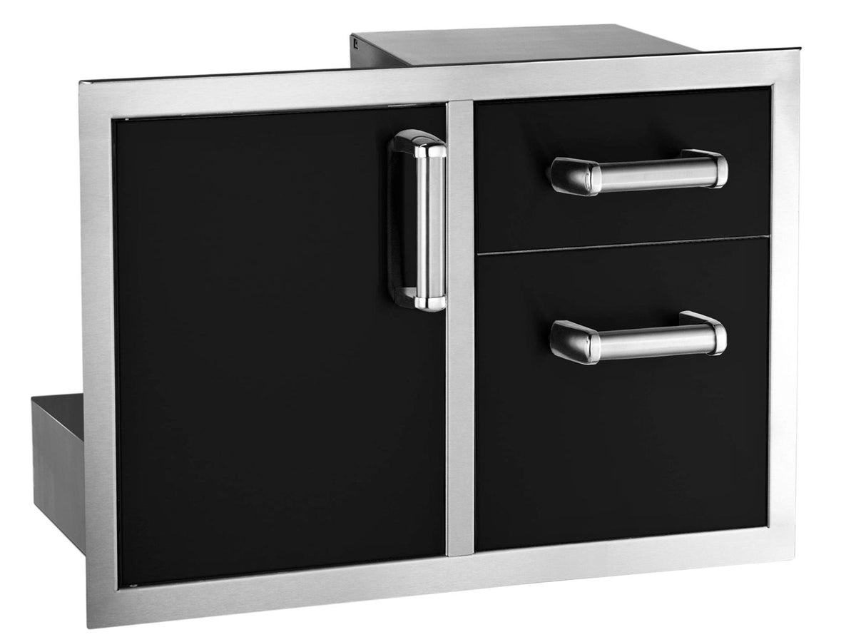 Fire Magic Echelon Flush Black 30-Inch Access Door & Double Drawer Combo with Soft Close