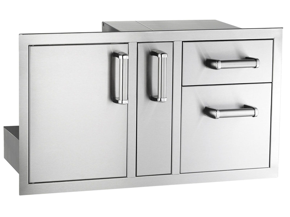 Fire Magic Premium Flush 36-Inch Access Door with Platter Storage & Double Drawer with Soft Close