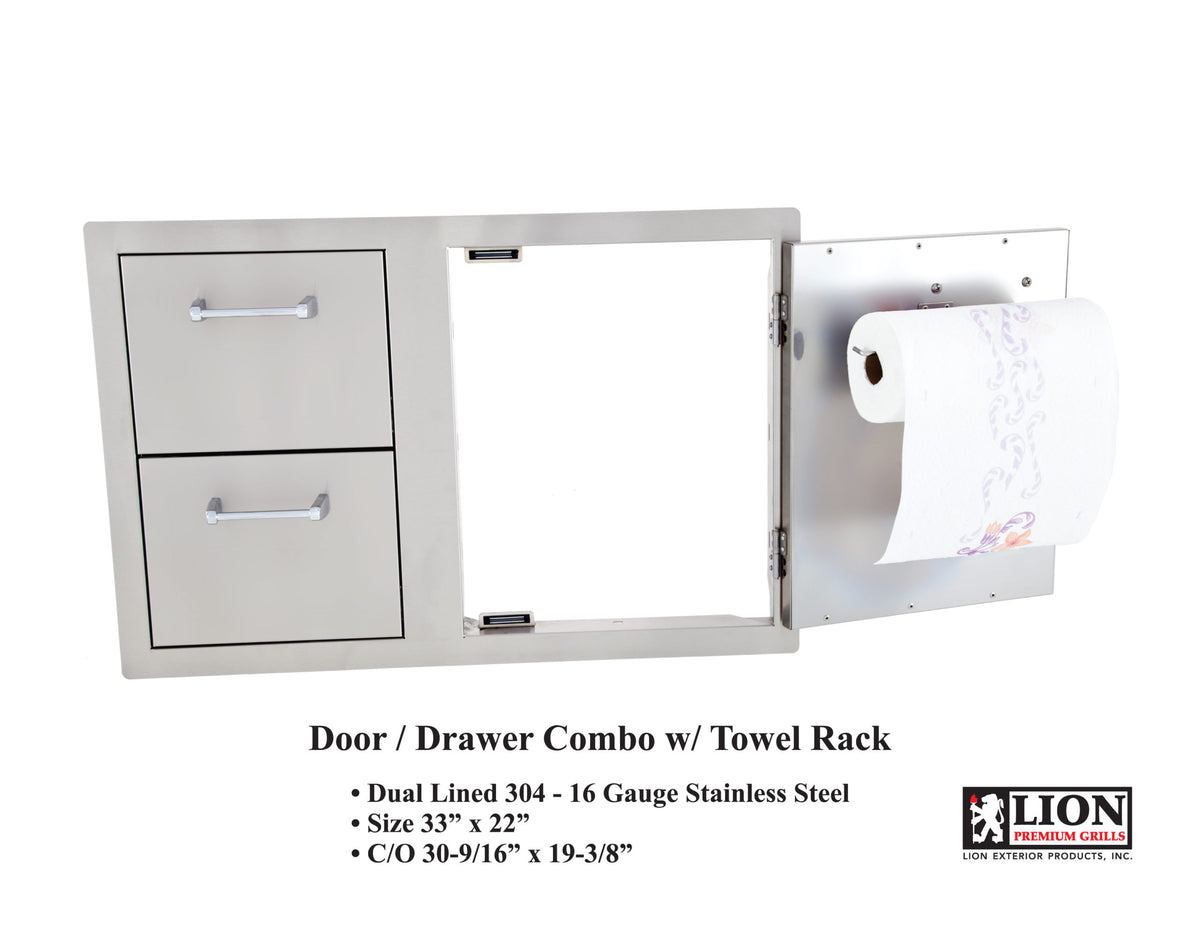 Lion door and drawer combo with towel rack