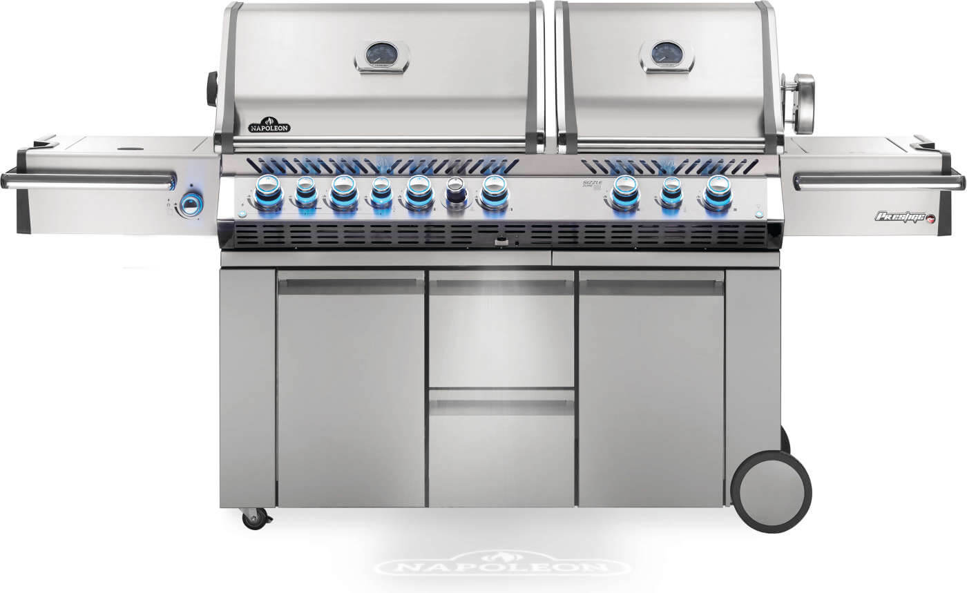 Napoleon Prestige PRO 825 Gas Grill with Infrared Rear Burner, Double Infrared Sear Burner & Side Burner & Rotisserie Kit