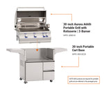 Fire Magic 30-inch Aurora A660s Portable Grill - dimensions diagram