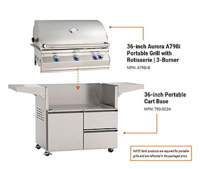 Fire Magic 36-inch Aurora A790s Portable Grill - grill head with rotisserie