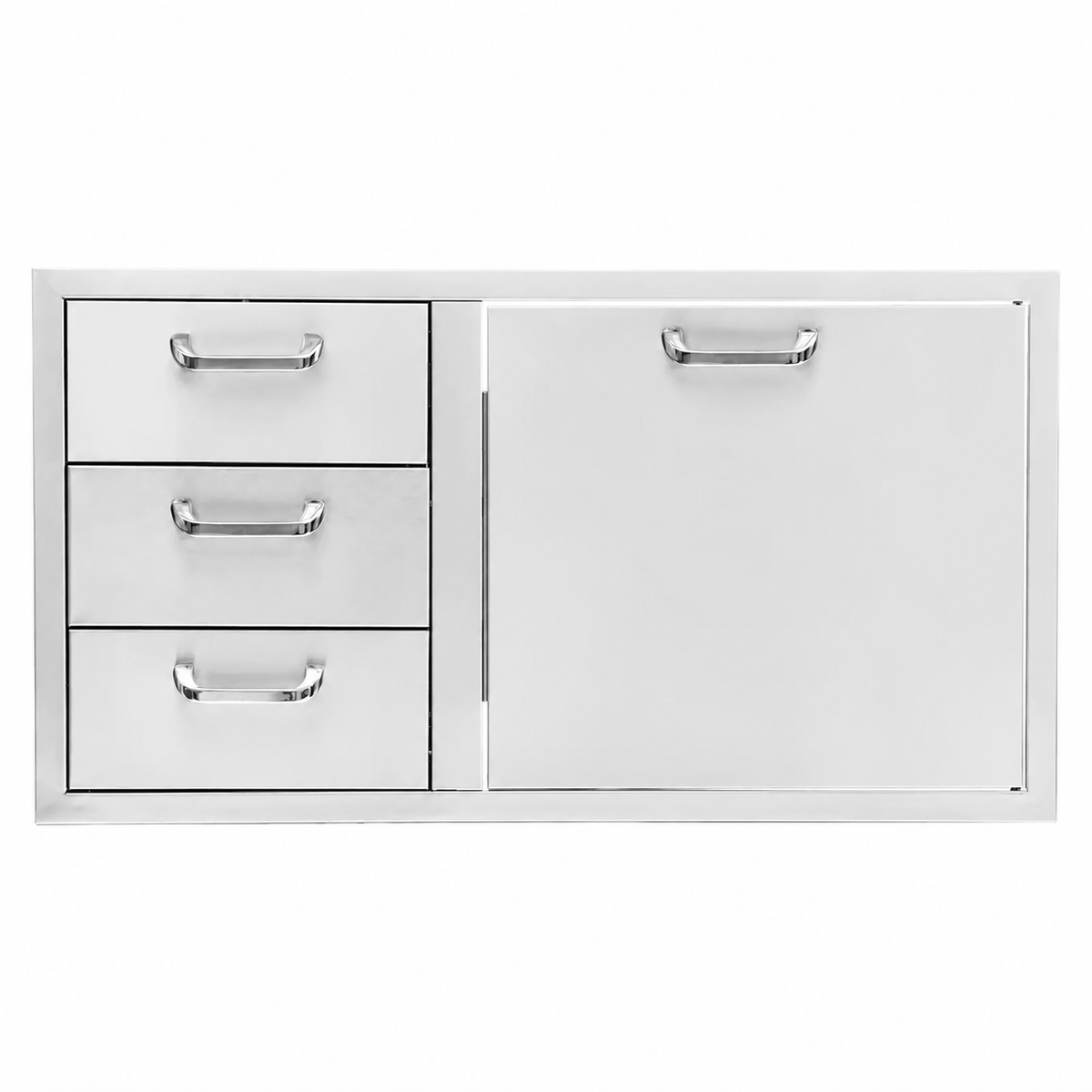 39-INCH TRIPLE DRAWER & TRASH/PROPANE ROLLOUT ON RIGHT