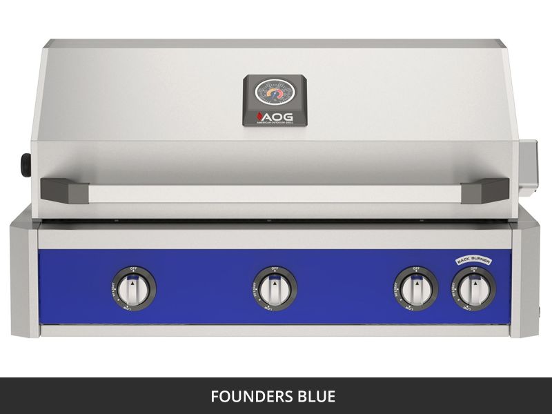 AOG L-Series 36-Inch 3-Burner Built-In Gas Grill With Rear IR Burner, Rotisserie Kit, Internal Lights & LED Multi-Color Lights - Many Colors