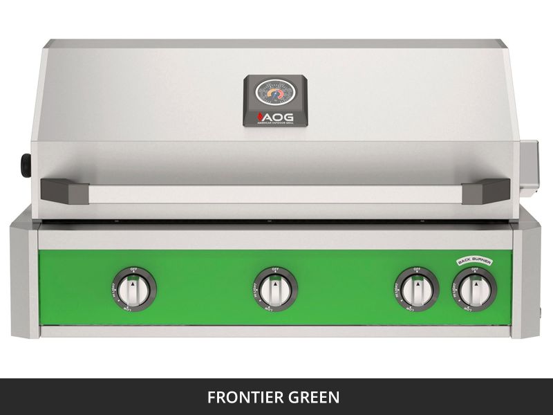 AOG L-Series 36-Inch 3-Burner Built-In Gas Grill With Rear IR Burner, Rotisserie Kit, Internal Lights & LED Multi-Color Lights - Many Colors