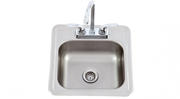 Lion 15 x 15 stainless steel bar sink with faucet