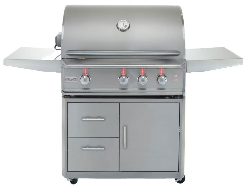 Blaze Professional LUX 34-Inch 3-Burner Gas Grill With Rear Infrared Burner with Cart