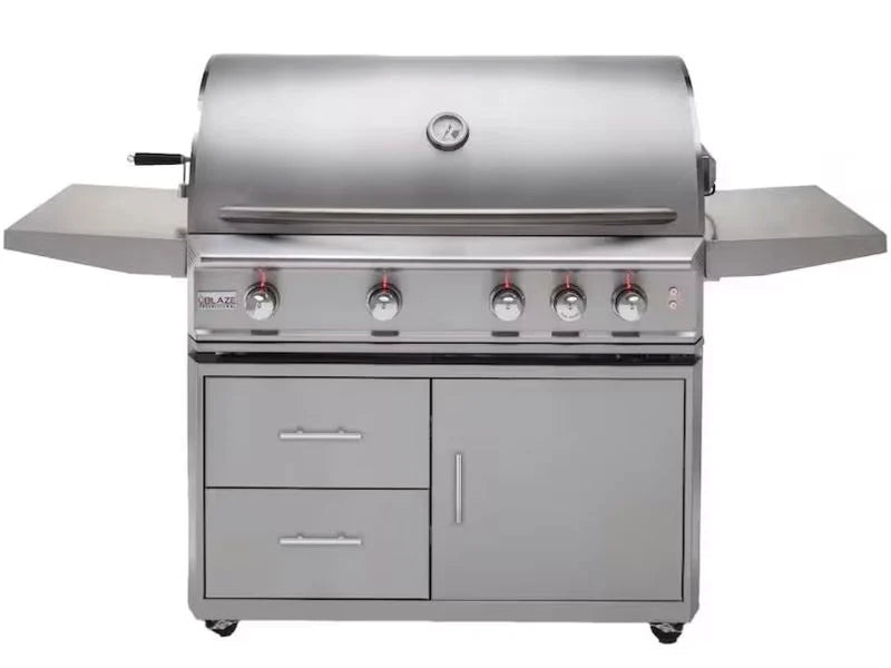 Blaze Professional LUX 44-Inch 4-Burner Gas Grill With Rear Infrared Burner with Cart with LED Lighting and Soft Close