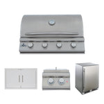 Blaze BCM 4-Piece 32" Outdoor Kitchen Package with Double Side Burner & Refrigerator – includes Blaze BCM 32" built-in gas grill, Blaze double side burner, Blaze 32" double access door and Blaze 24" outdoor compact refrigerator