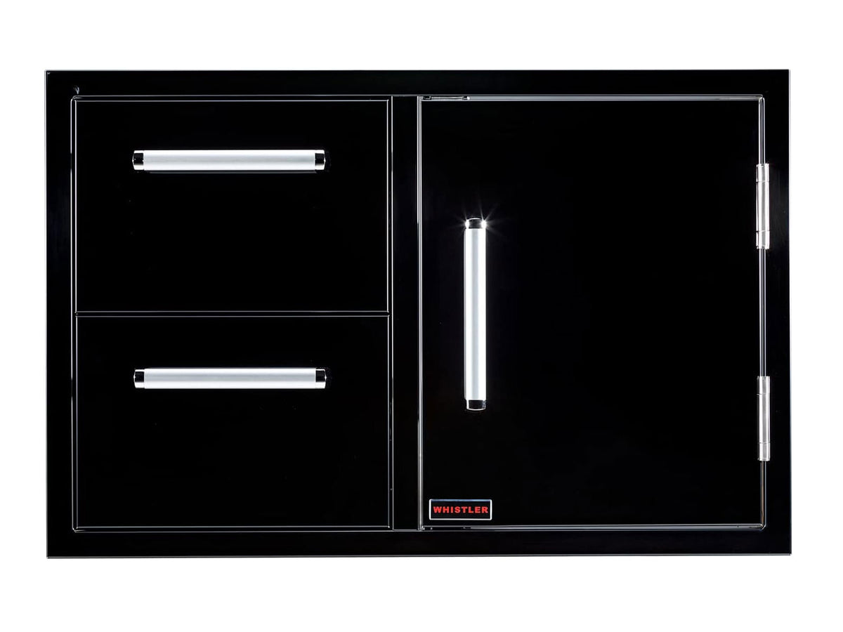 Whistler 33-Inch Black Stainless Steel Door & Double Drawer Combo with Paper Towel Holder