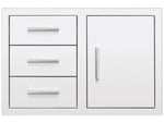 Summerset 33-Inch Stainless Steel Flush Mount 3-Drawer & Access Door Combo with Hidden Hinge