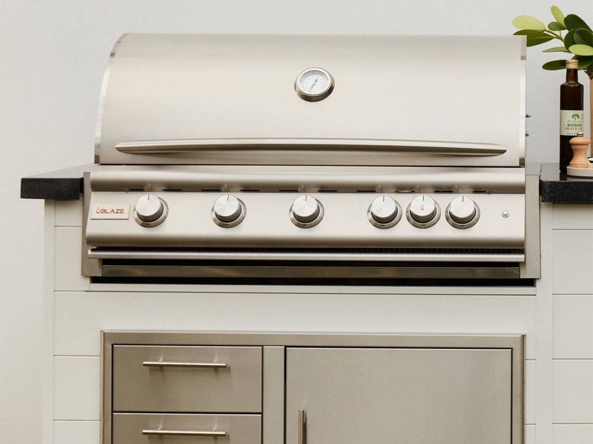 Blaze LTE+ 7-Piece 40" Outdoor Kitchen Package – grill in outdoor kitchen (lifestyle)