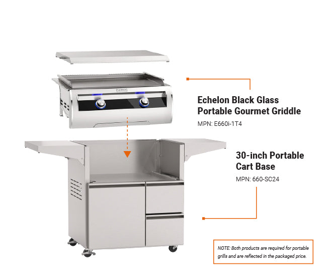 Fire Magic 30-inch Echelon Black Glass Portable Griddle - dimensions diagram