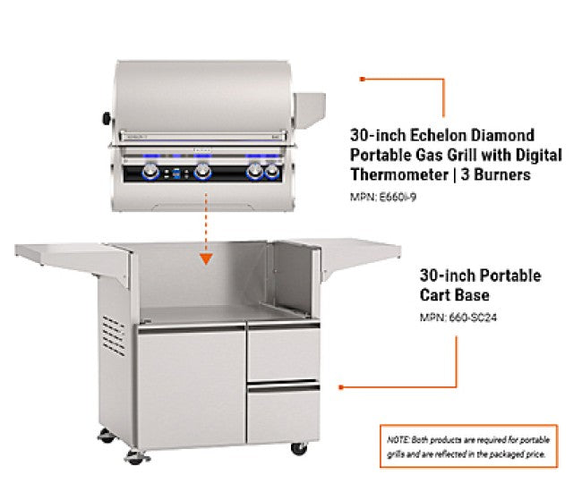 Fire Magic 30-inch Echelon Diamond E660s Portable Grill - grill head