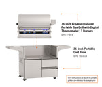 Fire Magic 36-inch Echelon Diamond E790s Portable Grill - dimensions diagram