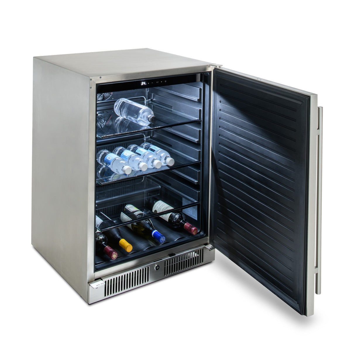 Blaze LTE+ 4-Piece 40" Outdoor Kitchen Package with Refrigerator & PCM Components – 5.5 cu. ft. refrigerator (open)